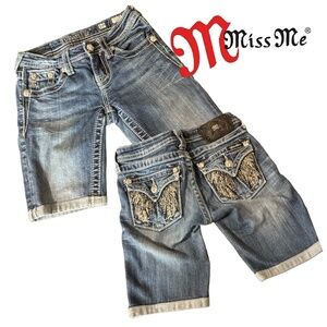 Girls Miss Me Jeans Shorts Rhinestone Angel Wings shorts SZ Kids 10